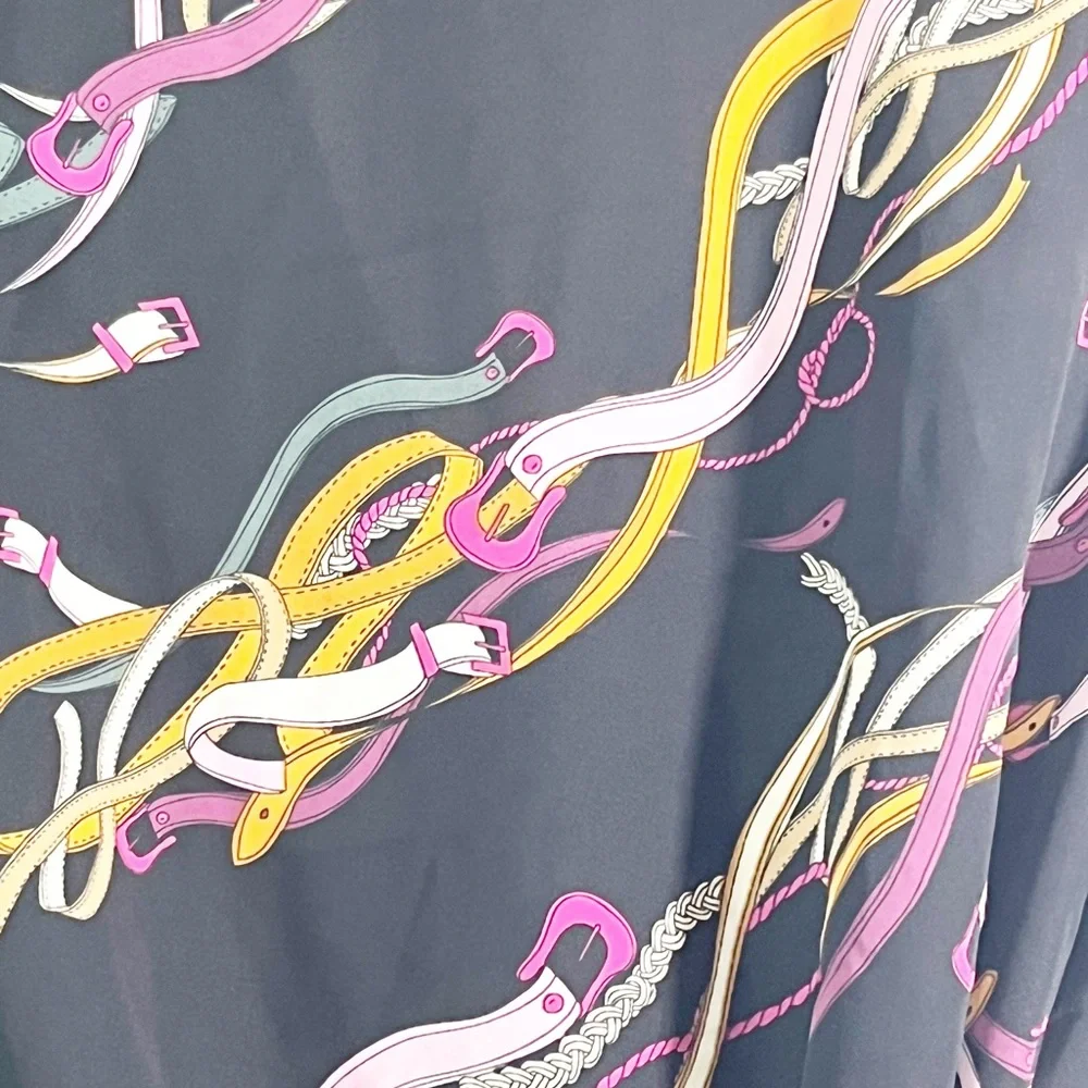 NIne West Equestrian Belt Print Wrap Top Size Small - Picture 3 of 6